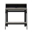 Pemberly Row Engineered Wood Simplistic A Frame Computer Desk in Black/Oak Gray