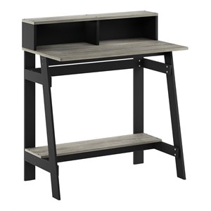 pemberly row engineered wood simplistic a frame computer desk in black/oak gray