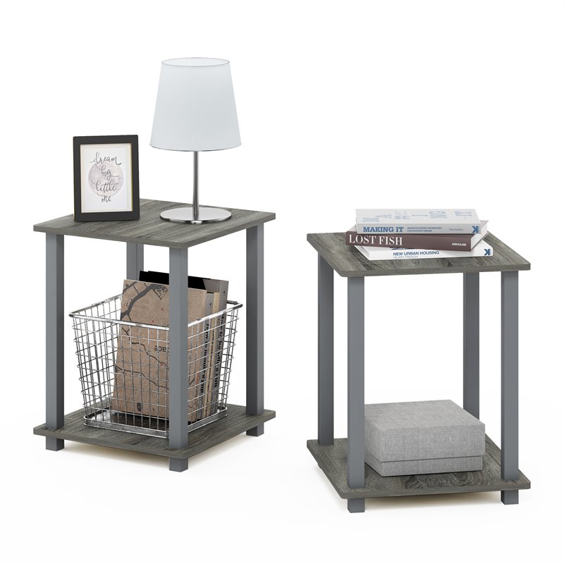Pemberly Row Engineered Wood Simplistic End Table in French Oak Gray (Set of 2)
