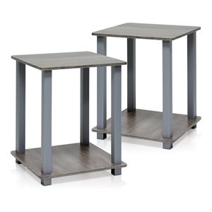 Pemberly Row Engineered Wood Simplistic End Table in French Oak Gray (Set of 2)