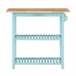 Pemberly Row Three-Tier Butcher Block Kitchen Prep Island w/Drawer in Blue Wood