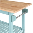 Pemberly Row Three-Tier Butcher Block Kitchen Prep Island w/Drawer in Blue Wood