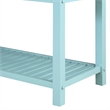 Pemberly Row Three-Tier Butcher Block Kitchen Prep Island w/Drawer in Blue Wood