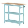 Pemberly Row Three-Tier Butcher Block Kitchen Prep Island w/Drawer in Blue Wood