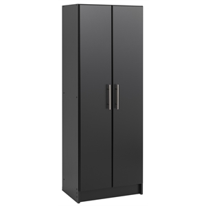 Pemberly Row Black Engineered Wood Deep Storage Cabinet with Adjustable Shelves