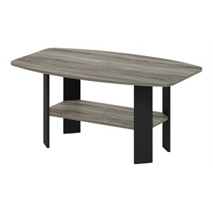 Pemberly Row Engineered Wood Simple Design Coffee Table in French Oak Gray/Black