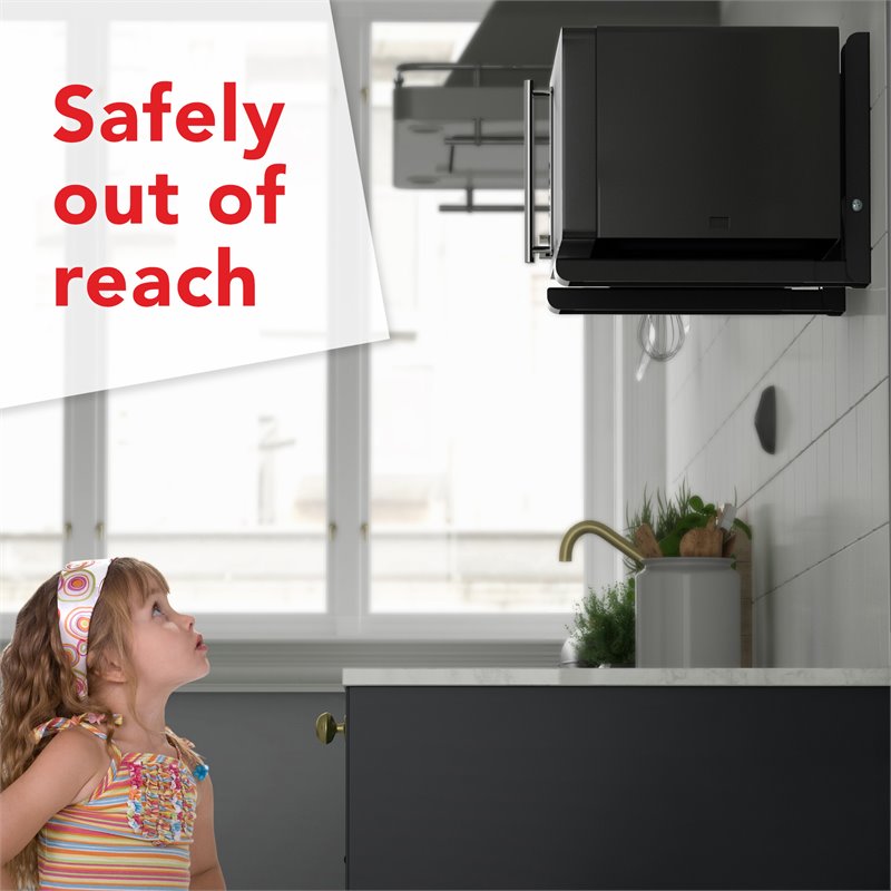 Pemberly Row Steel Universal Wall-Mounted Microwave Brackets in Black (Set of 2)