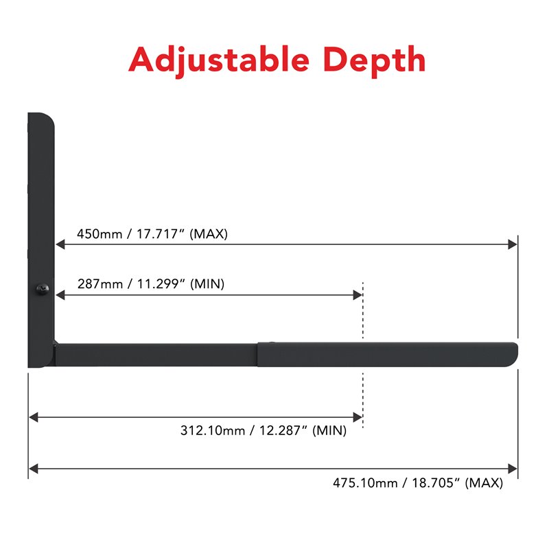 Pemberly Row Steel Universal Wall-Mounted Microwave Brackets in Black (Set of 2)