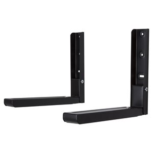 Pemberly Row Steel Universal Wall-Mounted Microwave Brackets in Black (Set of 2)