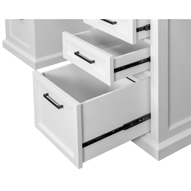 Pemberly Row Modern Wood Hutch With Doors and Desk Storage Fully Assembled White
