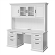 Pemberly Row Modern Wood Hutch With Doors and Desk Storage Fully Assembled White