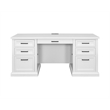 Pemberly Row Modern Wood Hutch With Doors and Desk Storage Fully Assembled White