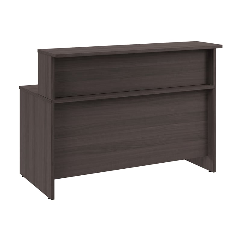 Pemberly Row 60W x 30D Reception Desk with Shelf in Storm Gray - Engineered Wood