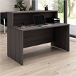 Pemberly Row 60W x 30D Reception Desk with Shelf in Storm Gray - Engineered Wood
