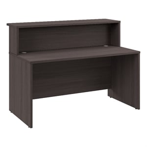Pemberly Row 60W x 30D Reception Desk with Shelf in Storm Gray - Engineered Wood