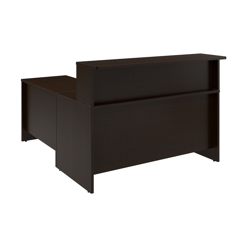 Pemberly Row 60W x 72D L-Shaped Reception Desk in Mocha Cherry - Engineered Wood