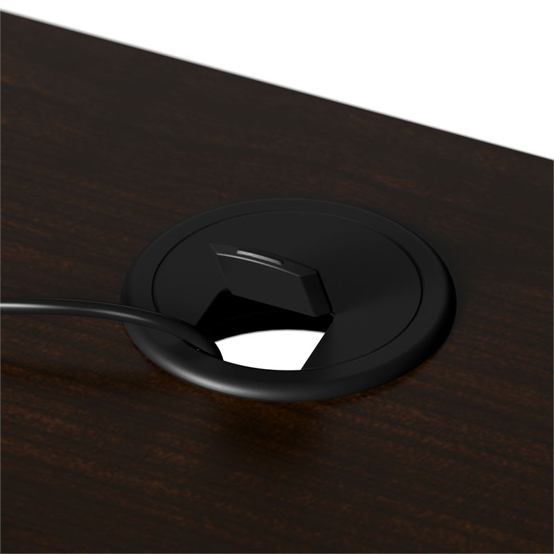 Pemberly Row 60W x 72D L-Shaped Reception Desk in Mocha Cherry - Engineered Wood