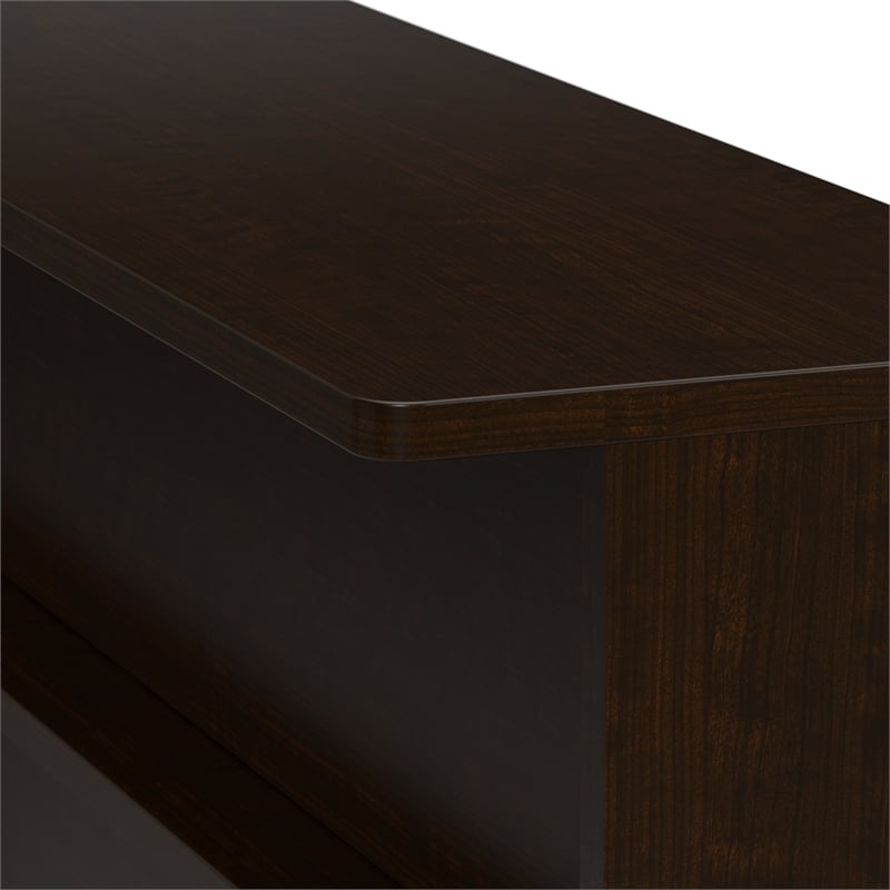 Pemberly Row 60W x 72D L-Shaped Reception Desk in Mocha Cherry - Engineered Wood