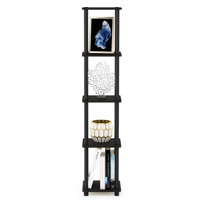 Pemberly Row Turn-N-Tube 5-Tier Corner Square Rack Display Shelf in Espresso
