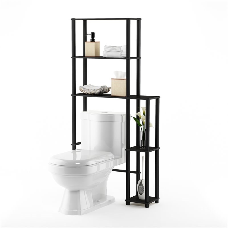 Pemberly Row Turn-N-Tube Toilet Space Saver with 5 Shelves in Espresso/Black