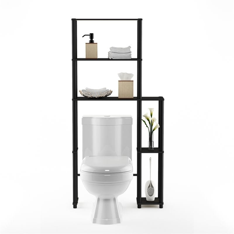 Pemberly Row Turn-N-Tube Toilet Space Saver with 5 Shelves in Espresso/Black