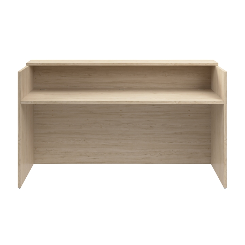 Pemberly Row Reception Desk with Shelf in Natural Elm - Engineered Wood