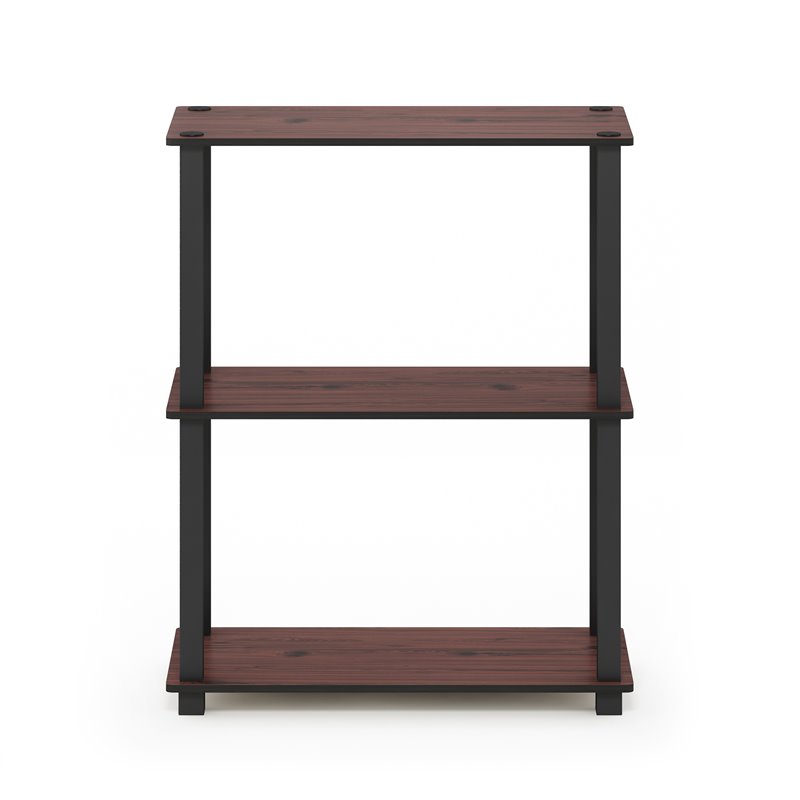 Pemberly Row Turn-S-Tube Wood 3-Tier Shelf Display Rack in Cherry/Black