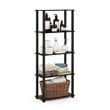 Pemberly Row Turn-S-Tube Wood 5-Tier Shelf Display Rack in Cherry/Black