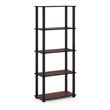 Pemberly Row Turn-S-Tube Wood 5-Tier Shelf Display Rack in Cherry/Black