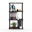 Pemberly Row Turn-N-Tube Wood 4-Tier Shelf Display Rack in Cherry/Black