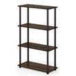 Pemberly Row Turn-N-Tube Wood 4-Tier Shelf Display Rack in Walnut/Brown