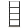 Pemberly Row Turn-N-Tube Wood 5-Tier Shelf Display Rack with Tubes in Oak Gray