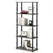 Pemberly Row Turn-N-Tube Wood 5-Tier Shelf Display Rack with Tubes in Oak Gray