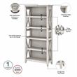 Pemberly Row Engineered Wood Writing Desk with File Cabinet and Bookcase - White