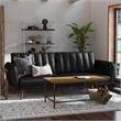 Pemberly Row Futon in Convertible Sofa & Couch in Black Faux Leather
