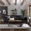 Pemberly Row Futon in Convertible Sofa & Couch in Black Faux Leather