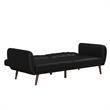 Pemberly Row Futon in Convertible Sofa & Couch in Black Faux Leather