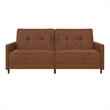 Pemberly Row Contemporary Coil Futon in Brown Finish Faux Leather