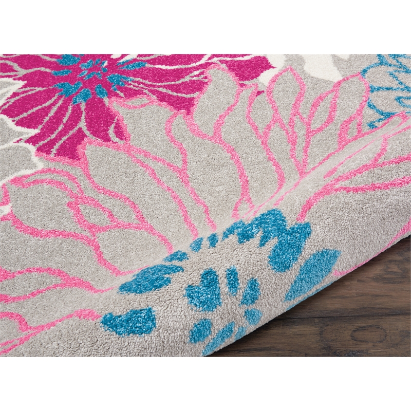 Pemberly Row 5' x 7' Pink and Gray Fabric Contemporary Area Rug