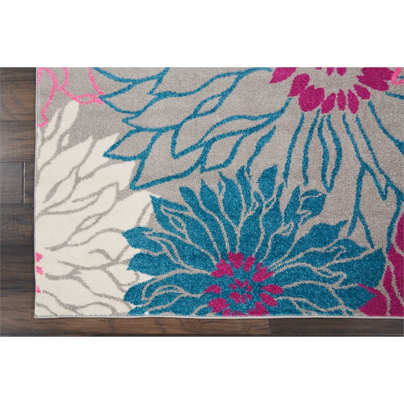 Pemberly Row 8' x 10' Pink and Gray Fabric Contemporary Area Rug