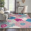 Pemberly Row 8' x 10' Pink and Gray Fabric Contemporary Area Rug