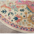 Pemberly Row Contemporary 8' Round Ivory Pink Fabric Bohemian Area Rug