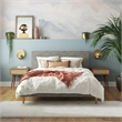 Pemberly Row Queen Upholstered Platform Bed in Light Gray Velvet