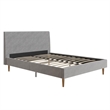 Pemberly Row Queen Upholstered Platform Bed in Light Gray Velvet