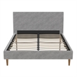 Pemberly Row Queen Upholstered Platform Bed in Light Gray Velvet
