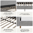 Pemberly Row Queen Upholstered Platform Bed in Light Gray Velvet