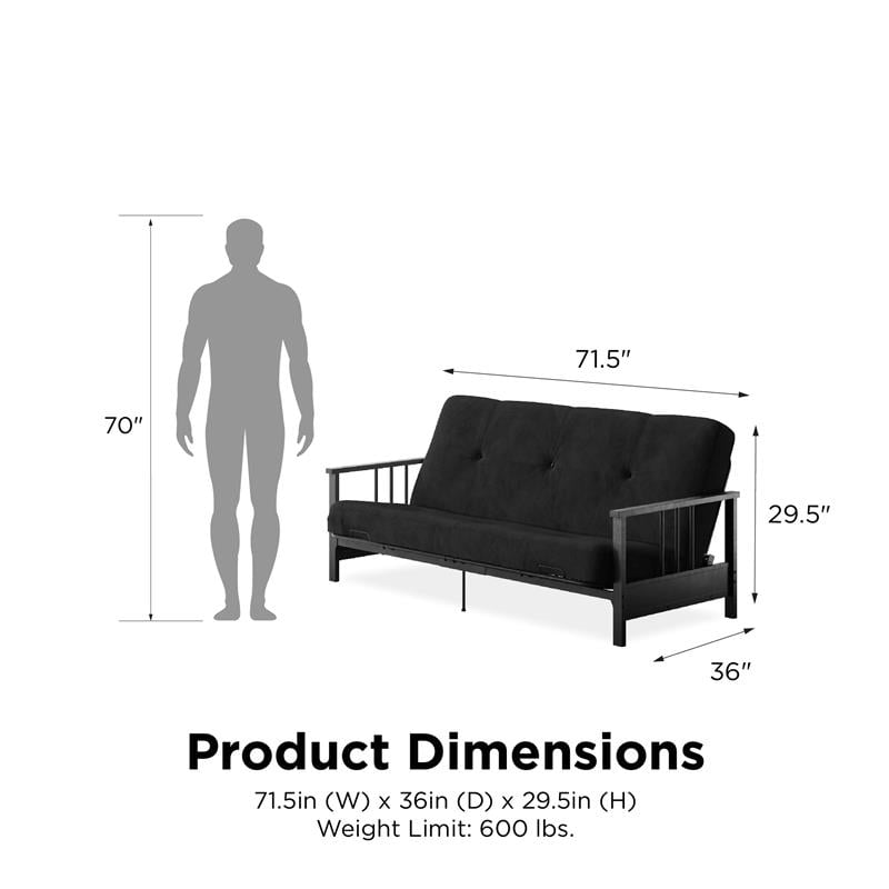 Pemberly Row Full Metal Arm Futon with 6