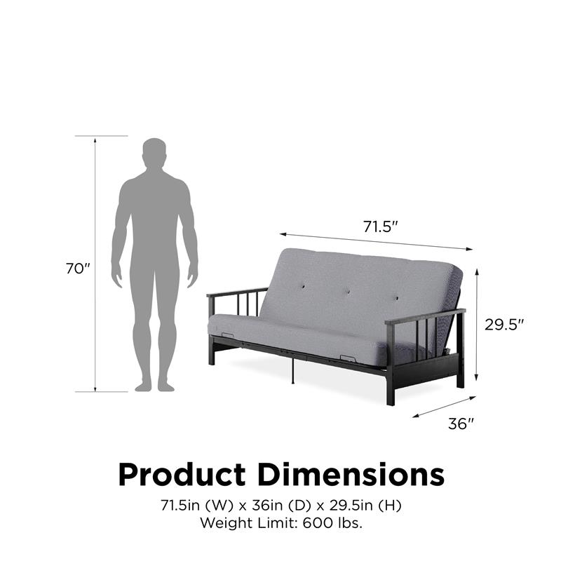 Pemberly Row Full Metal Arm Futon with 6