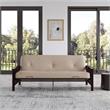 Pemberly Row Full Espresso Wood Arm Futon Frame with 6