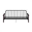 Pemberly Row Full Espresso Wood Arm Futon Frame with 6